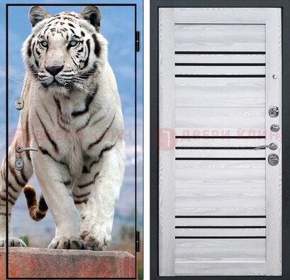 Стальная дверь с фотопечатью тигра ДФ-12 в Оренбурге