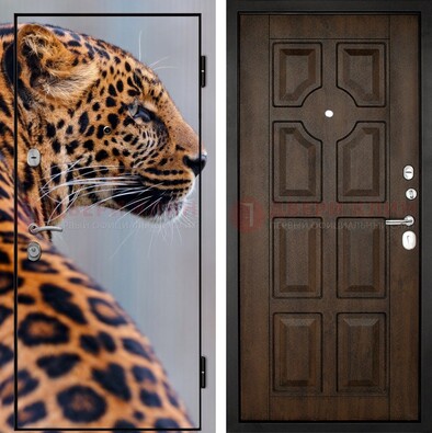 Металлическая дверь с фотопечатью леопарда ДФ-26 в Оренбурге