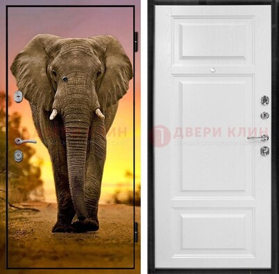 Металлическая дверь с фотопечатью слона ДФ-30 в Оренбурге