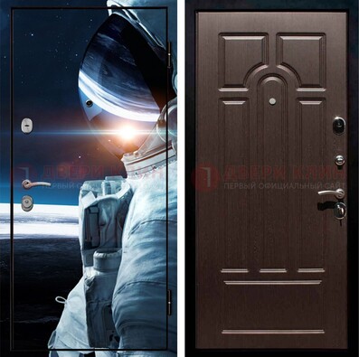 Стальная дверь с фотопечатью космонавта ДФ-4 в Оренбурге