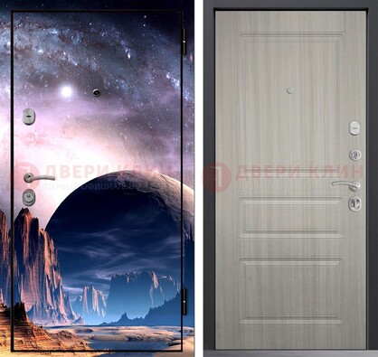 Железная дверь с фотопечатью космоса и планеты ДФ-50 в Оренбурге