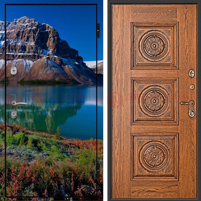 Входная дверь с фотопечатью озера и гор ДФ-6 в Оренбурге