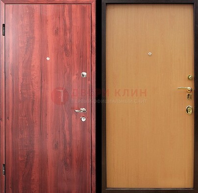 Красная железная дверь с ламинатом ДЛ-3 в Оренбурге