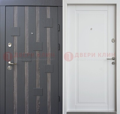 Темная металлическая дверь c белом МДФ внутри ДМ-231 в Сургуте