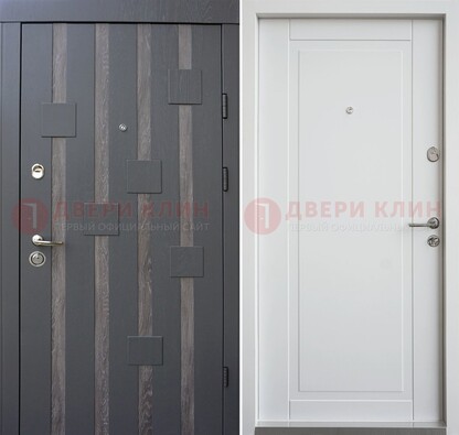 Темная металлическая дверь c белом МДФ внутри ДМ-231 в Оренбурге