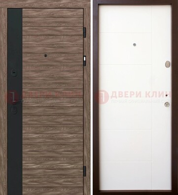 Коричневая входная дверь с черной вставкой МДФ ДМ-239 в Оренбурге