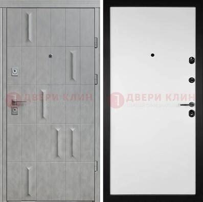 Серая стальная дверь с рисунком МДФ и внутри Белый ясень ДМ-280 в Оренбурге