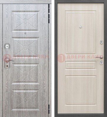 Железная серая дверь со светлой МДФ ДМ-302 в Оренбурге