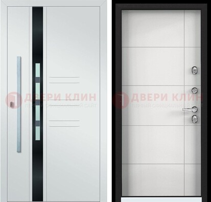 Металлическая дверь в белом цвете с МДФ ДМ-323 в Оренбурге