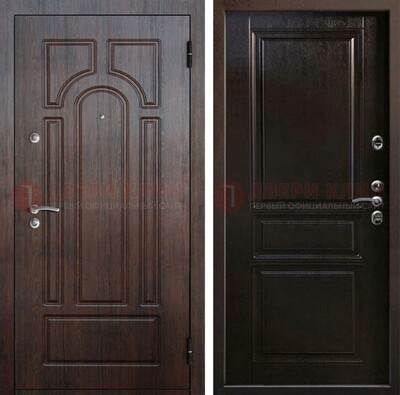 Железная дверь с коричневыми панелями МДФ ДМ-382 в Сургуте