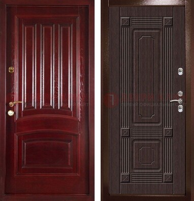 Красная стальная дверь с филенчатой МДФ ДМ-398 в Оренбурге