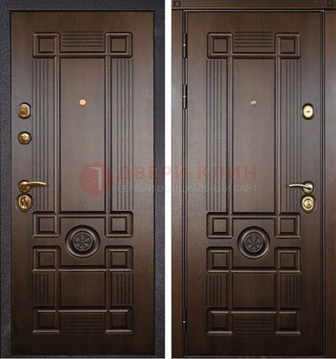 Квартирная коричневая железная дверь с МДФ ДМ-45 в Оренбурге