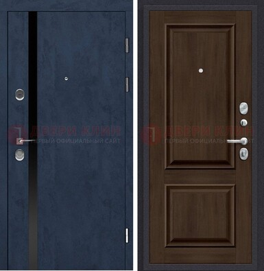 Синяя входная дверь МДФ с обеих сторон ДМ-473 в Оренбурге