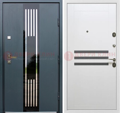 Темная квартирная дверь с разными МДФ ДМ-504 в Оренбурге