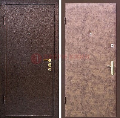 Коричневая входная дверь с порошковым покрытием ДП-147 в Оренбурге