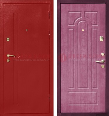 Красная входная дверь с порошковым напылением ДП-240 в Оренбурге