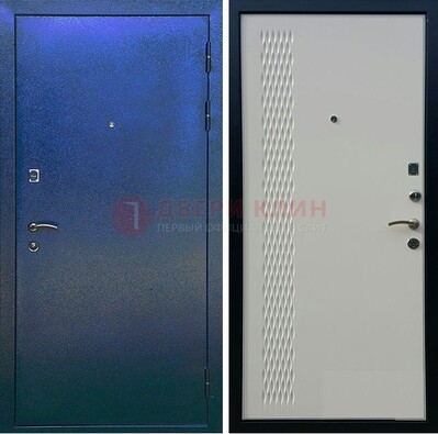 Синяя железная дверь с порошковым напылением ДП-49 в Оренбурге