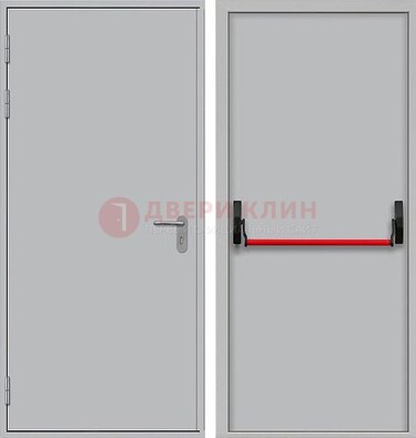 Белая металлическая противопожарная дверь с длинной ручкой ДПП-14 в Красногорске