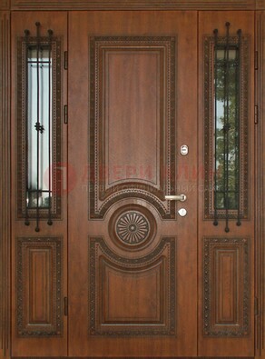 Парадная распашная стальная дверь Винорит со стеклом ДПР-106 в Оренбурге