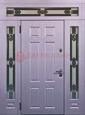 Филенчатая железная парадная дверь с фрамугами ДПР-82 в Щербинке