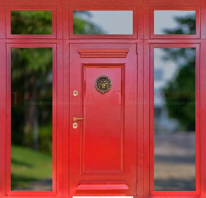 Красная парадная дверь для частного дома ДПР-88 в Оренбурге