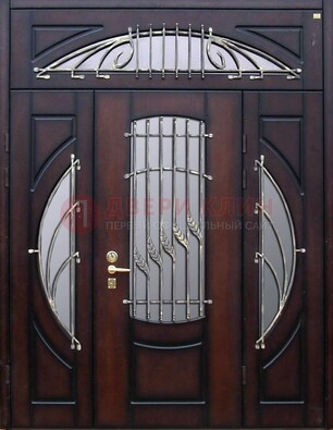 Парадная дверь со стеклянными вставками и ковкой ДПР-9 для улицы в Оренбурге