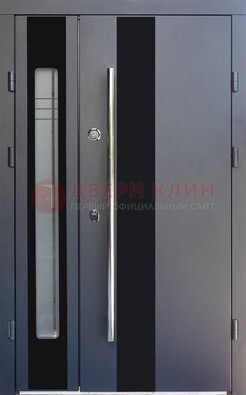 Серая стальная дверь со стеклом ДС-11 в Оренбурге