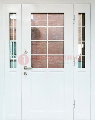 Белая стальная дверь со стеклом и фрамугами ДС-27 в Оренбурге