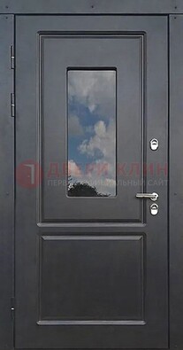 Чёрная металлическая дверь со стеклом ДС-77 в Оренбурге