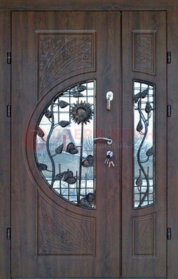 Входная дверь стекло с ковкой и резьбой ДСК-202 в Оренбурге