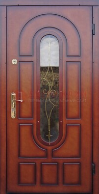 Яркая металлическая дверь Винорит со стеклом и ковкой ДСК-268 в Иваново
