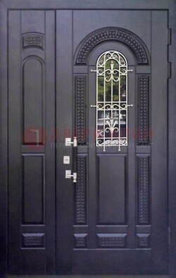 Входная дверь Винорит со стеклом и ковкой с узором ДСК-270 в Оренбурге