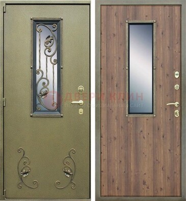 Офисная железная дверь со стеклом и ковкой ДСК-44 в Оренбурге