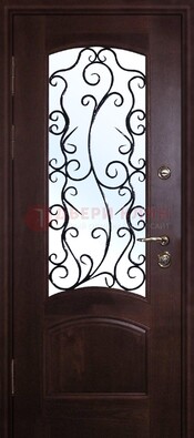 Металлическая дверь со стеклом и ковкой ДСК-6 в квартиру в Шатуре