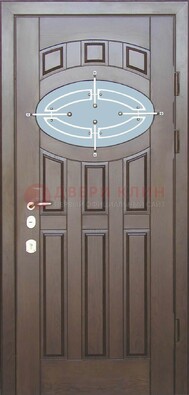 Квартирная металлическая дверь со стеклом и ковкой ДСК-7 в Красногорске
