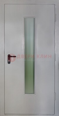 Белая металлическая противопожарная дверь со стеклянной вставкой ДТ-2 в Оренбурге