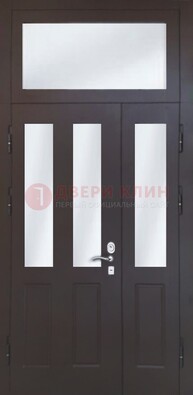 Черная тамбурная дверь со стеклянными вставками ДТМ-38 в Оренбурге