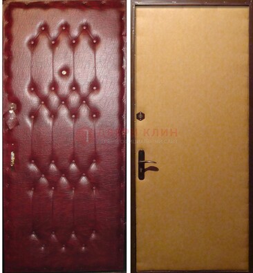 Бордовая металлическая дверь с винилискожей ДВ-1 в Оренбурге