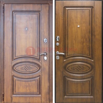 Коричневая металлическая дверь с виноритом ДВТ-10 в Оренбурге