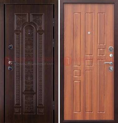 Темная металлическая дверь с виноритом и узором ДВТ-224 в Оренбурге