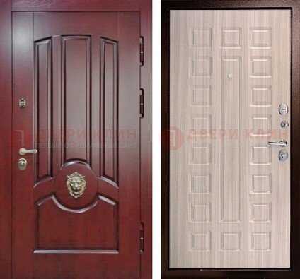 Темно-красная входная дверь с виноритом ДВТ-234 в Оренбурге