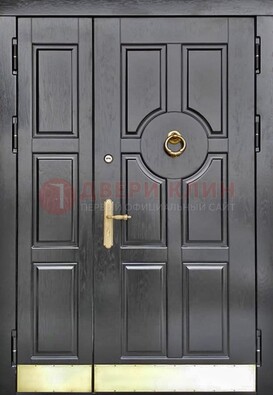 Черная металическая дверь с виноритом для дома ДВТ-241 в Оренбурге