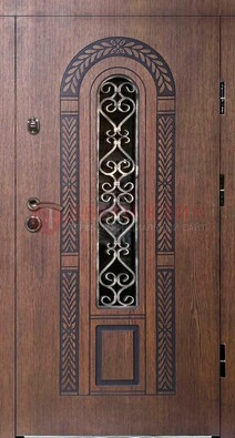 Стальная коричневая дверь с виноритом и МДФ ДВТ-81 в Оренбурге