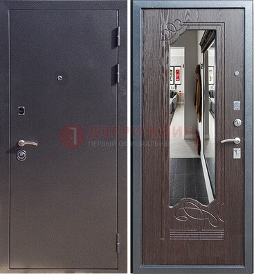 Черная входная дверь с зеркалом МДФ внутри ДЗ-29 в Оренбурге