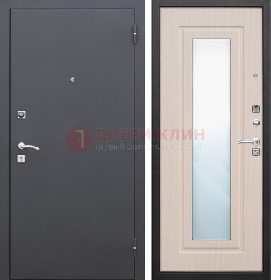 Черная входная дверь с зеркалом МДФ внутри ДЗ-31 в Оренбурге