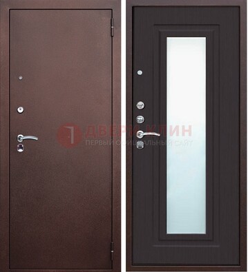 Коричневая металлическая дверь с зеркалом ДЗ-43 в Оренбурге