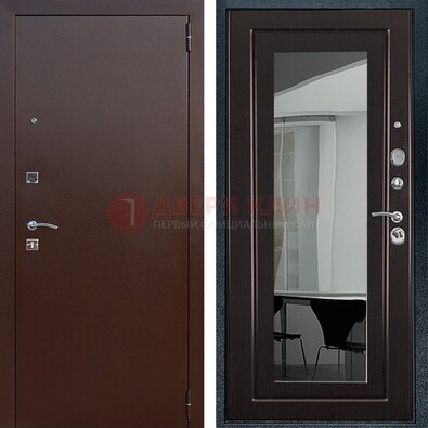 Металлическая дверь с порошковым напылением с МДФ и зеркалом ДЗ-61 в Оренбурге