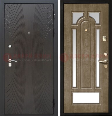 Темная металлическая дверь МДФ с различными зеркальными вставками внутри ДЗ-82 в Оренбурге