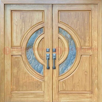 Двухстворчатая металлическая дверь с витражом ВЖ-11 в Оренбурге